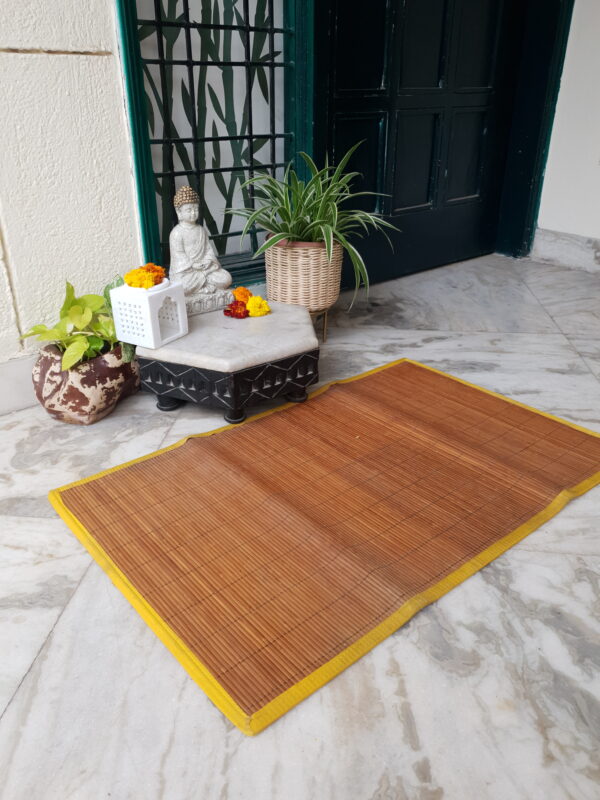 Bamboo Carpet/ Bedside Mats/ Aasans For Temple/ Small Size Carpet- Pack of  3 (Mix Colours)